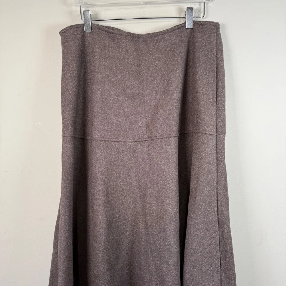 OGL NWT Brown Cash Soft FuzzLuxe Drop Waist Flared Maxi Skirt Wool Like Large - Picture 3 of 10